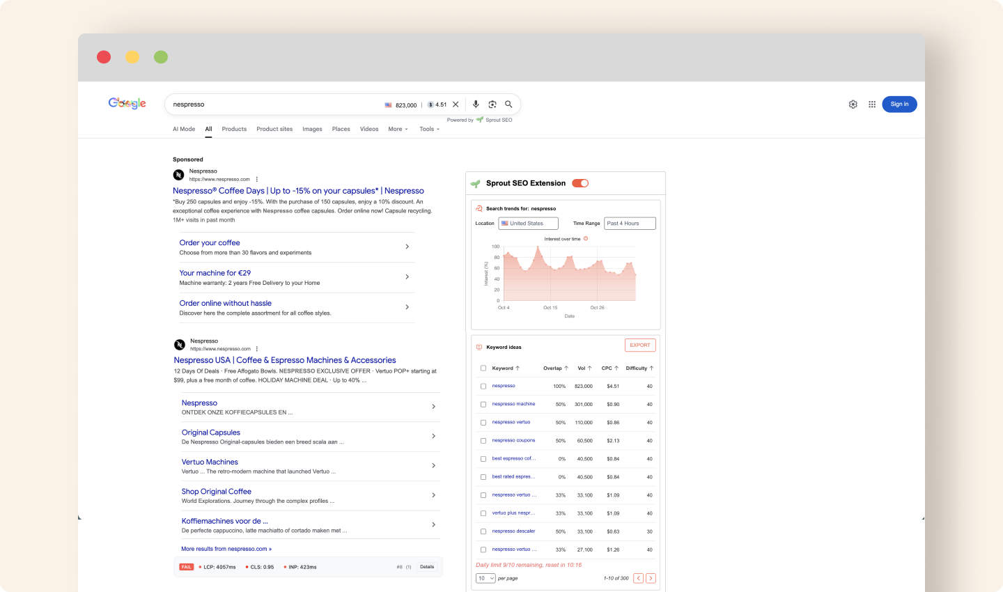 Google Ads based Keyword Ideas straight in the SERP