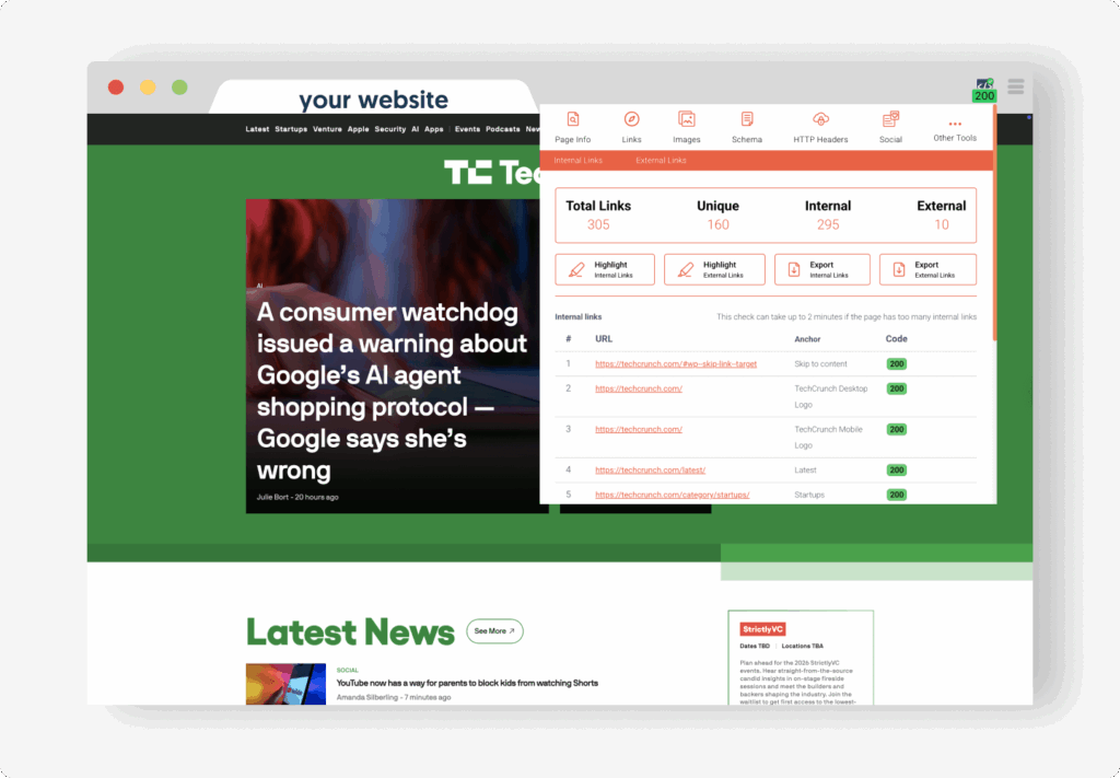 Built-in technical checks with the Sprout SEO browser extension